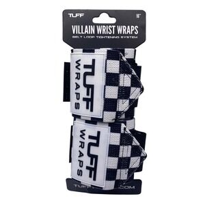 TUFF Villain Wrist Wraps 16 Inch Loop Tightening System Black White Checkered
